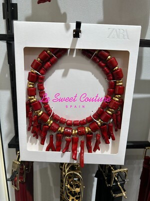 ZARA WOMAN NWT SS25  PACK OF 2 CORAL NECKLACES WITH RESIN CORAL 1856/051/679 | eBay US