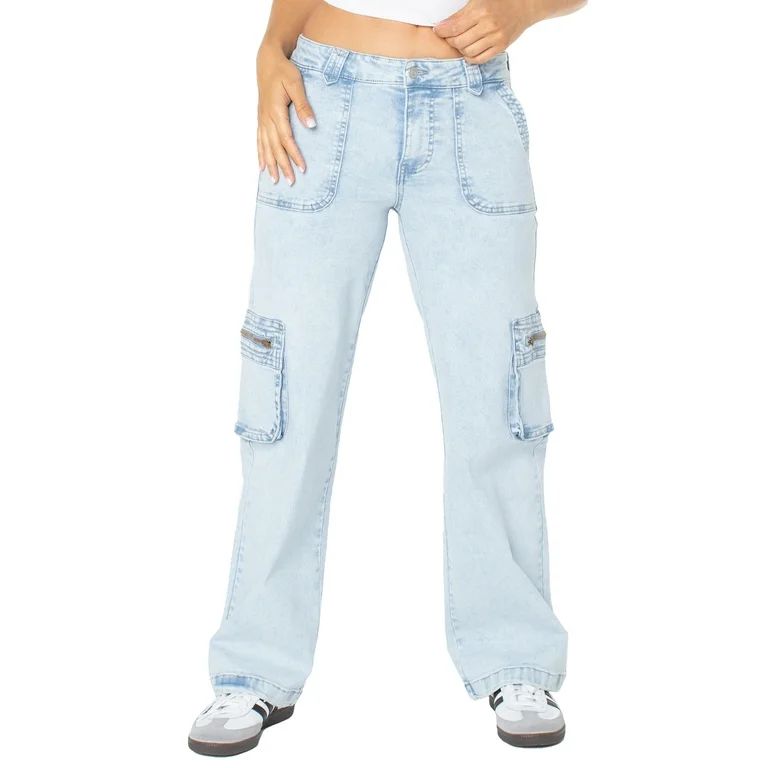 Celebrity Pink Juniors and Juniors Plus Mid Rise Wide Leg Cargo Pant Sizes 1-24W | Walmart (US)