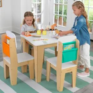 Pocket Storage Table and 4 Chair Set - Natural | KidKraft