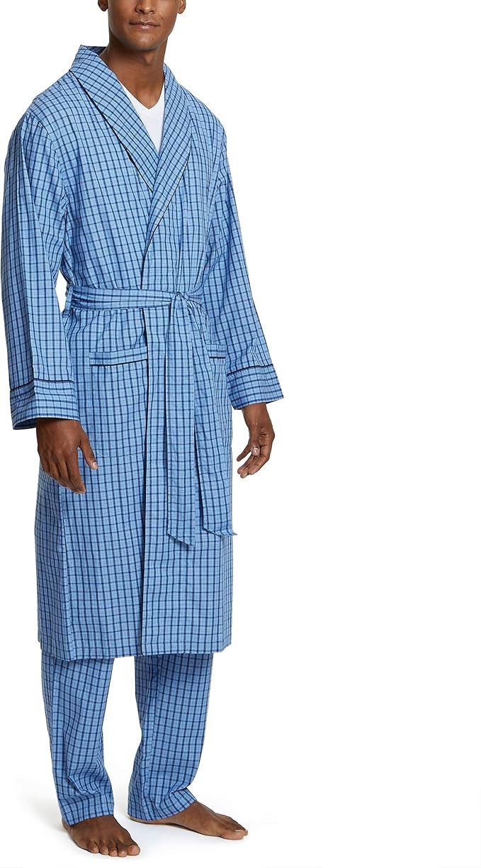 Nautica Men's Long Sleeve Lightweight Cotton Woven Robe | Amazon (US)