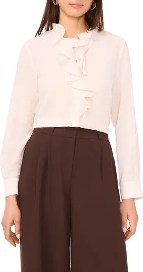 Vince Camuto Stripe Ruffle Button-Up Shirt | Nordstrom | Nordstrom