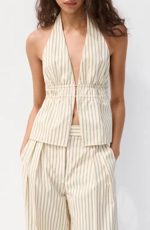 MANGO Tatin Backless Halter Top in Yellow at Nordstrom, Size Medium | Nordstrom