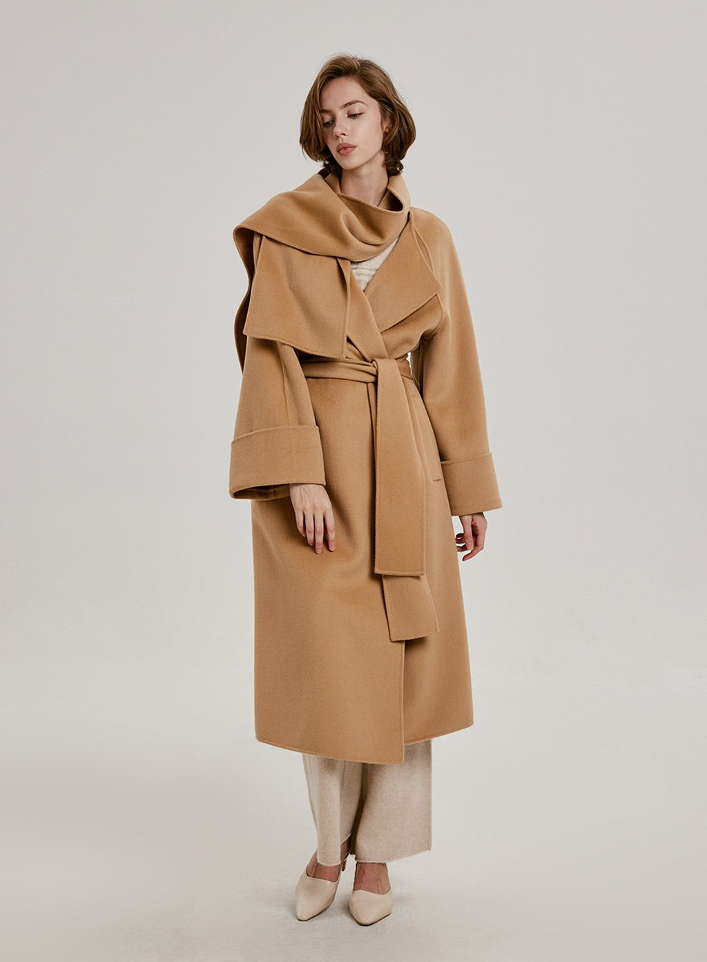 Mia Long Scarf Wool Coat | NAP Loungewear