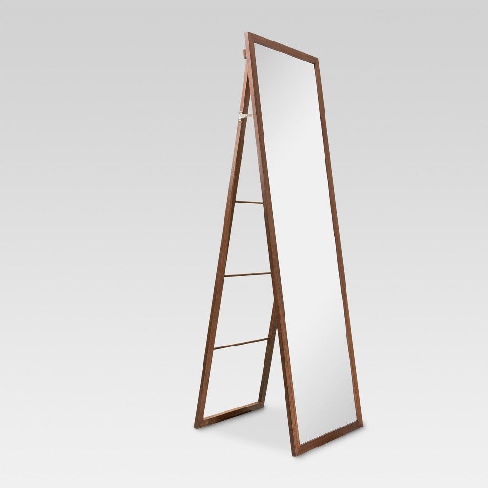 Wood Ladder Standing Floor Mirror Walnut - Threshold , Brown | Target
