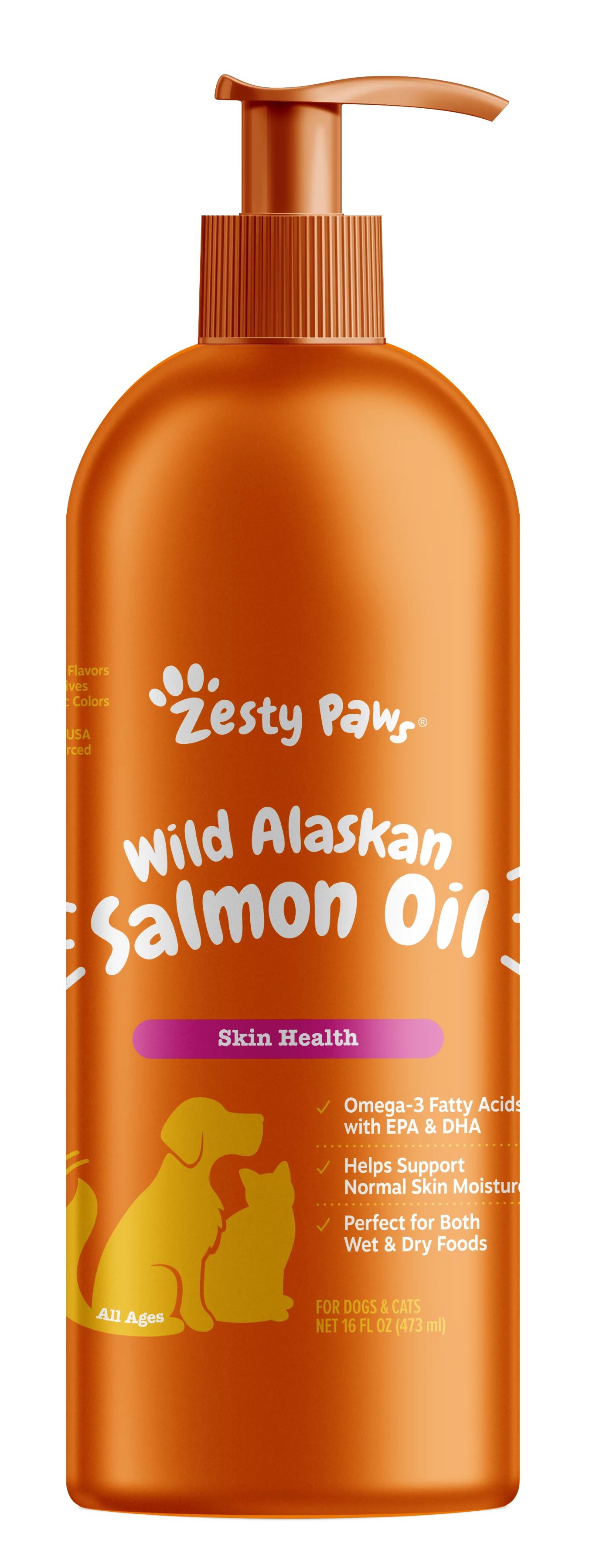 Zesty Paws Pure Wild Alaskan Salmon Oil Liquid Food Supplement for Dogs or Cats, 16 fl oz | Walmart (US)