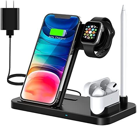 Amazon.com: Wireless Charging Station - 4 in 1 Wireless Charger Charging Stand Compatible with iP... | Amazon (US)