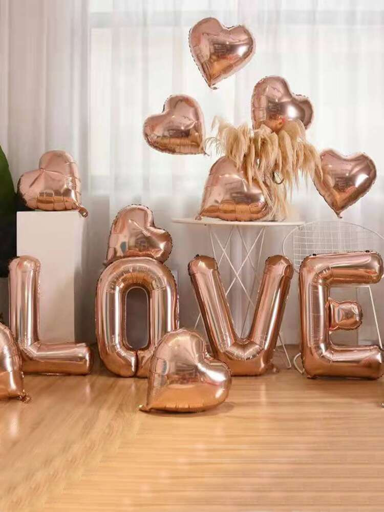 14pcs Love & Heart Shaped Balloon Set | SHEIN