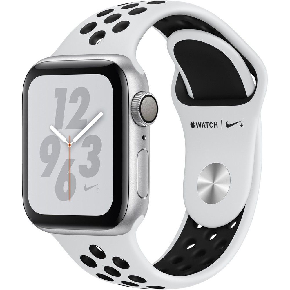 Apple Watch Series 4 Nike+ Gps 40mm Silver Aluminum Case with Nike Sport Band - Pure Platinum/Black, White Sport Band | Target