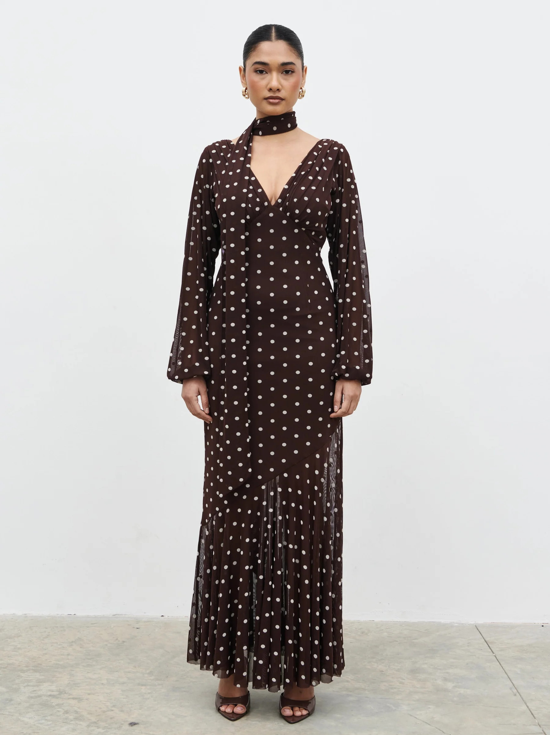 Petula Scarf Mesh Maxi Dress | Pretty Lavish (UK)