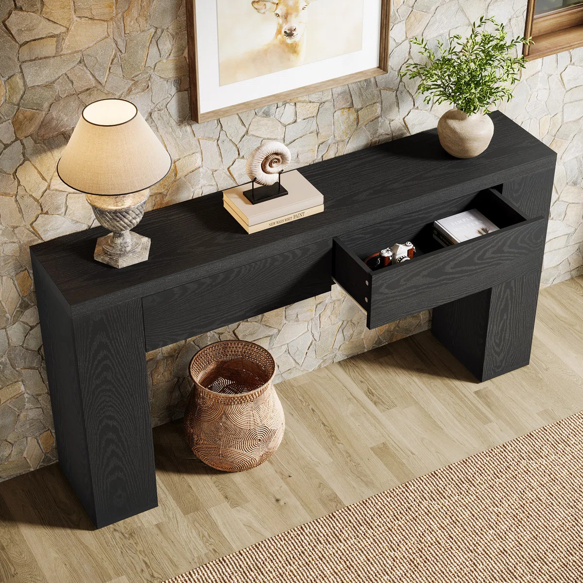 63-Inch Wooden Foyer Table With With 2 Hidden Drawers | Wayfair North America