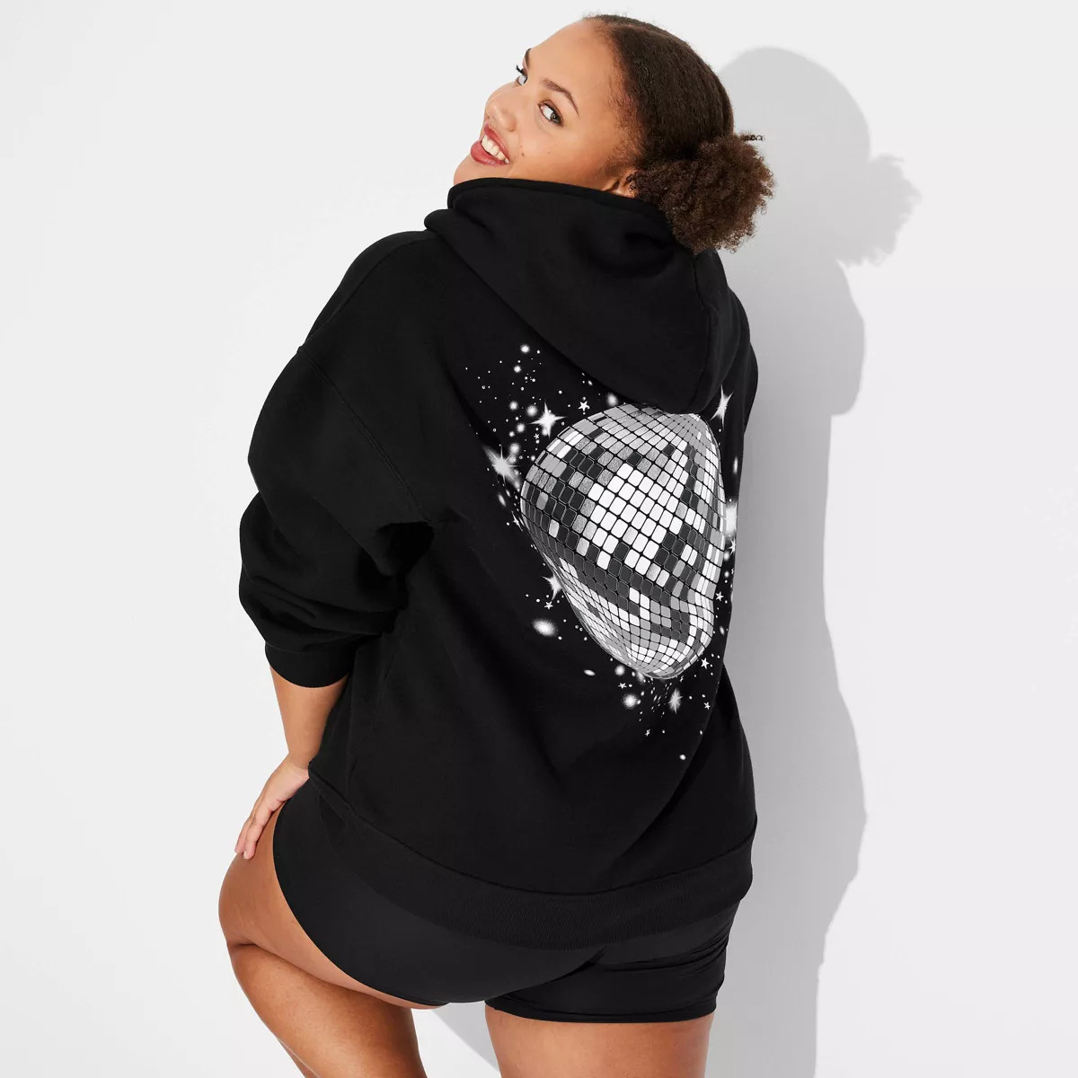 Women's Perfect Hoodie Sweatshirt - Wild Fable™ Black Disco Ball XXL | Target