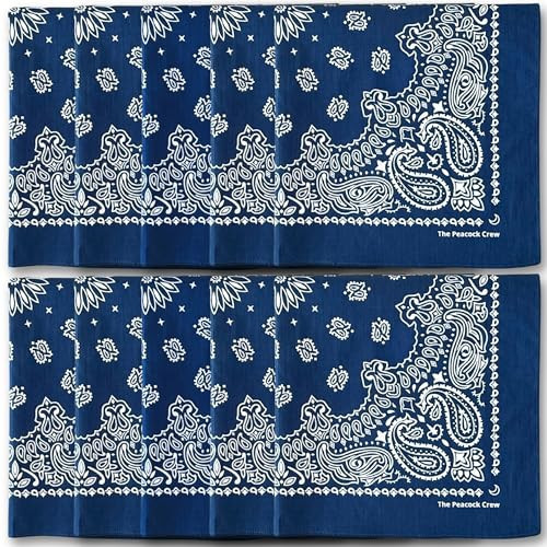 The Peacock Crew 10 Pack Navy Blue Bandanas in Premium Soft Cotton for Men and Women | Amazon (US)