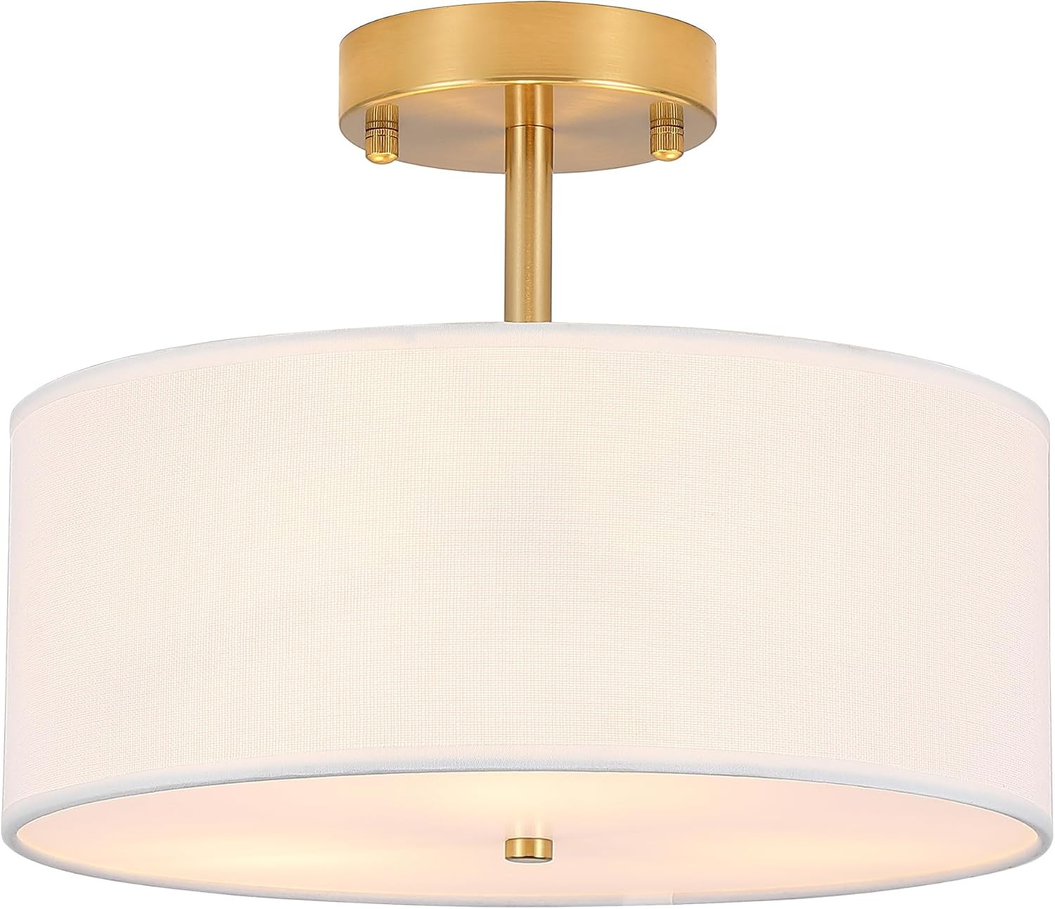 12.6in 3-Lights Gold Drum Semi Flush Mount Ceiling Light Fixture | Amazon (UK)