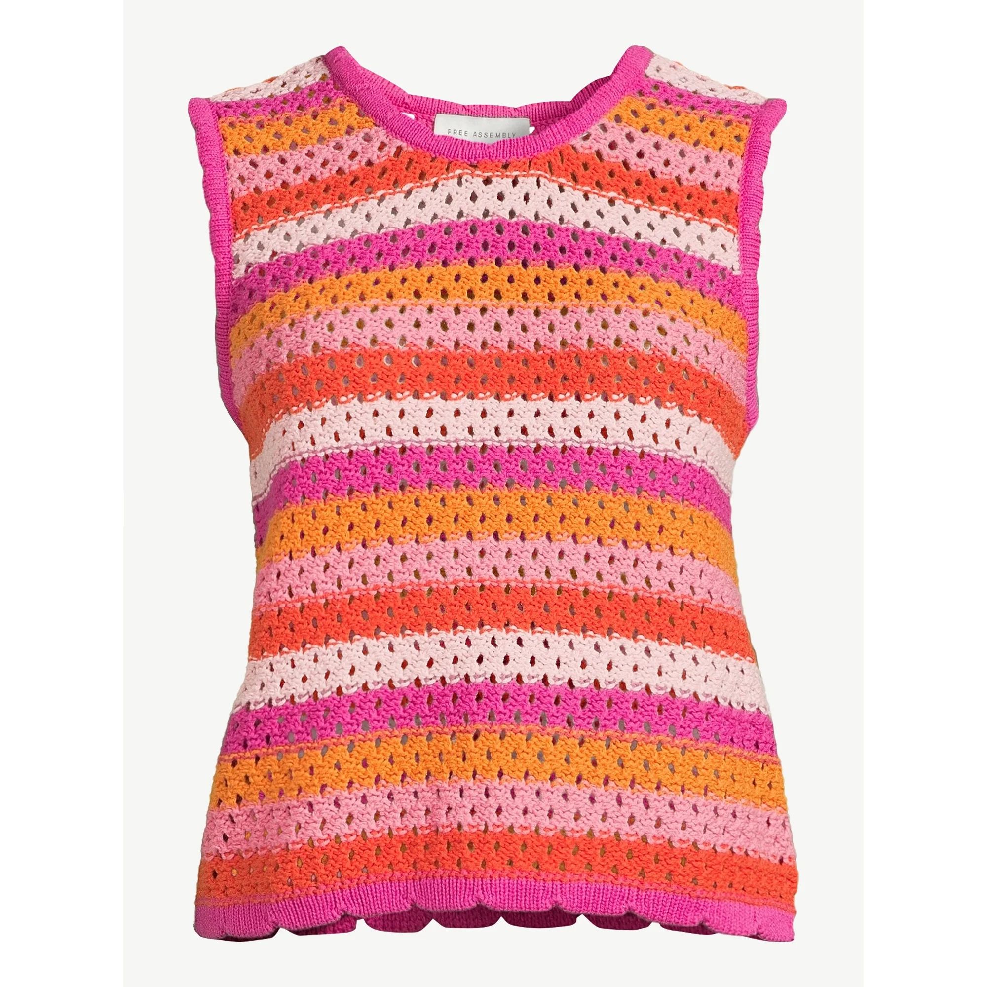 Free Assembly Women's Sleeveless Crochet Sweater Top, Sizes XS-XXL | Walmart (US)