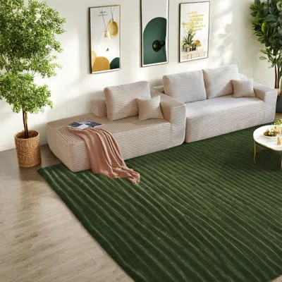 Modern Beige Sectional Sofas With Plush Fabric, Spacious L-shaped Design For Living Room | Wayfair North America