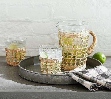 Cane Recycled Glass Pitcher | Pottery Barn (US)