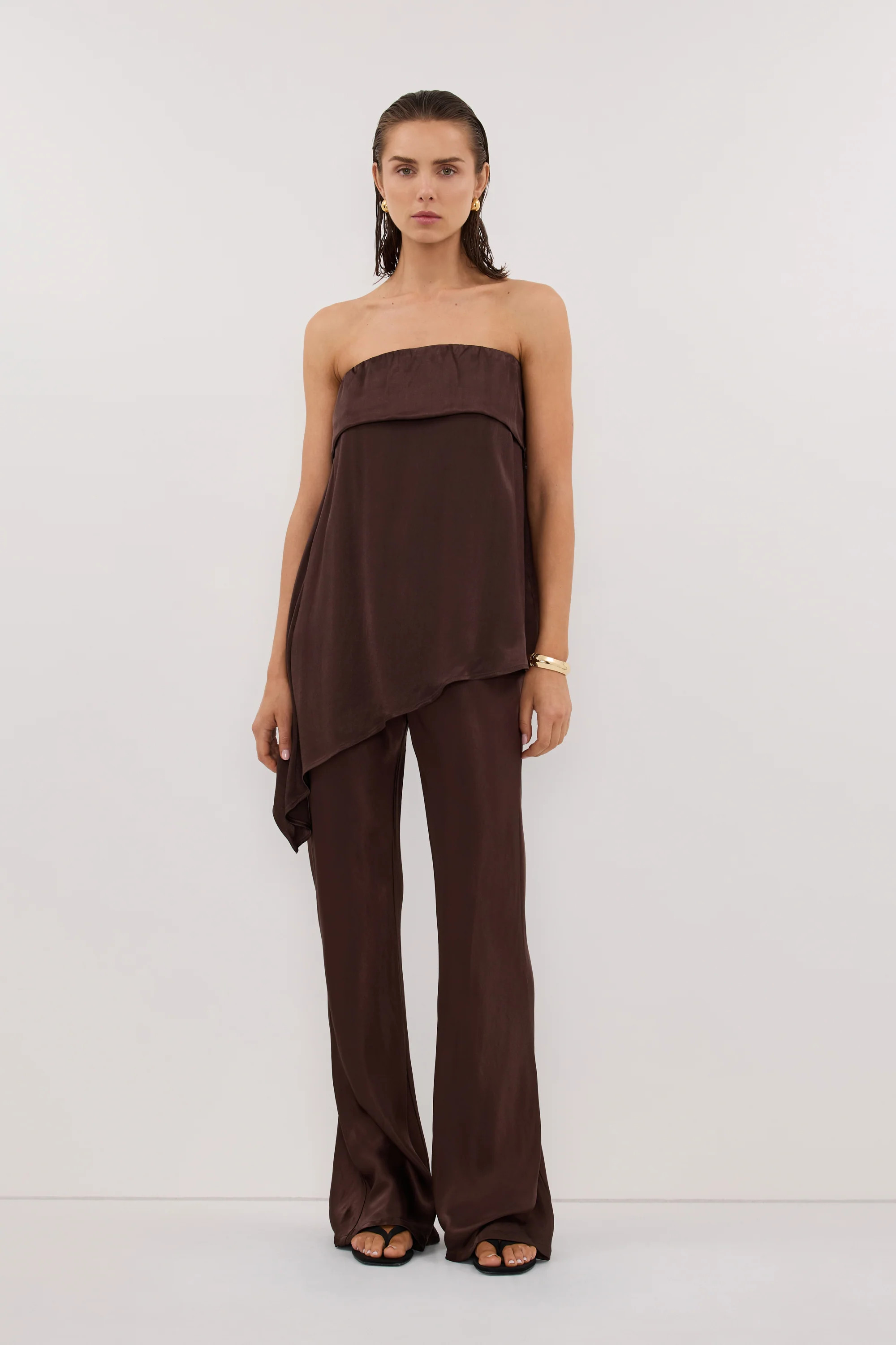 SANDER BITTER CHOC STRAPLESS TOP | DISSH