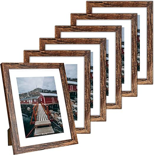BEYAHELA 8x10 Picture Frame Set of 6, Rustic Farmhouse 8 x 10 Frame Bulk with Mat, Distressed Woo... | Amazon (US)