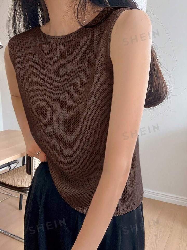 DAZY Solid Round Neck Knit Top | SHEIN