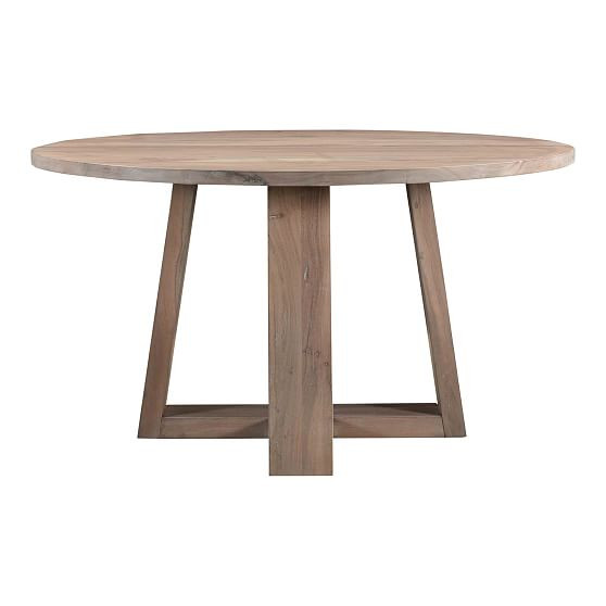 Angled Cross Legs 54"" Round Dining Table, Light Grey | West Elm (US)