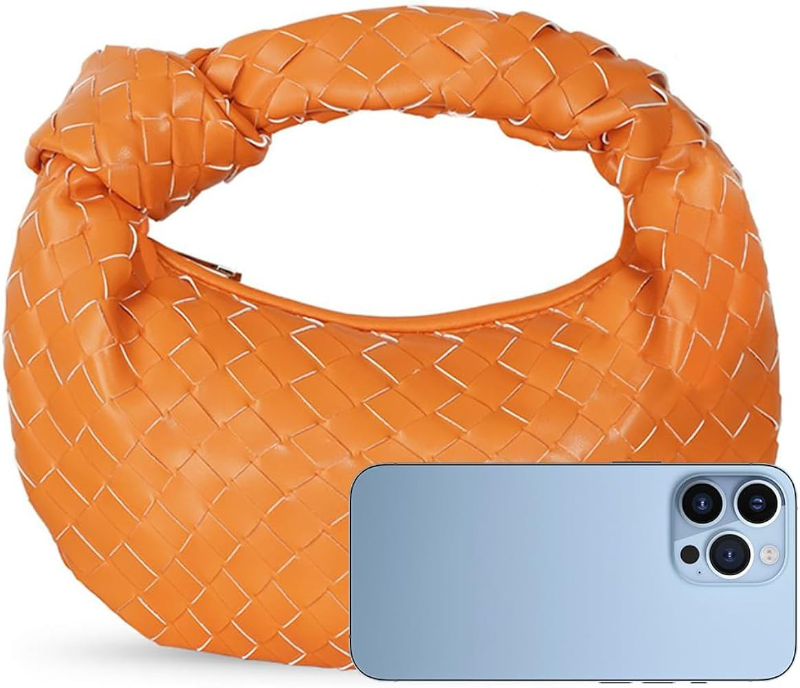 JBB Woven Handbag Bag for Women Leather Shoulder Bags Knotted Purse Soft Mini Hobo Clutch | Amazon (US)