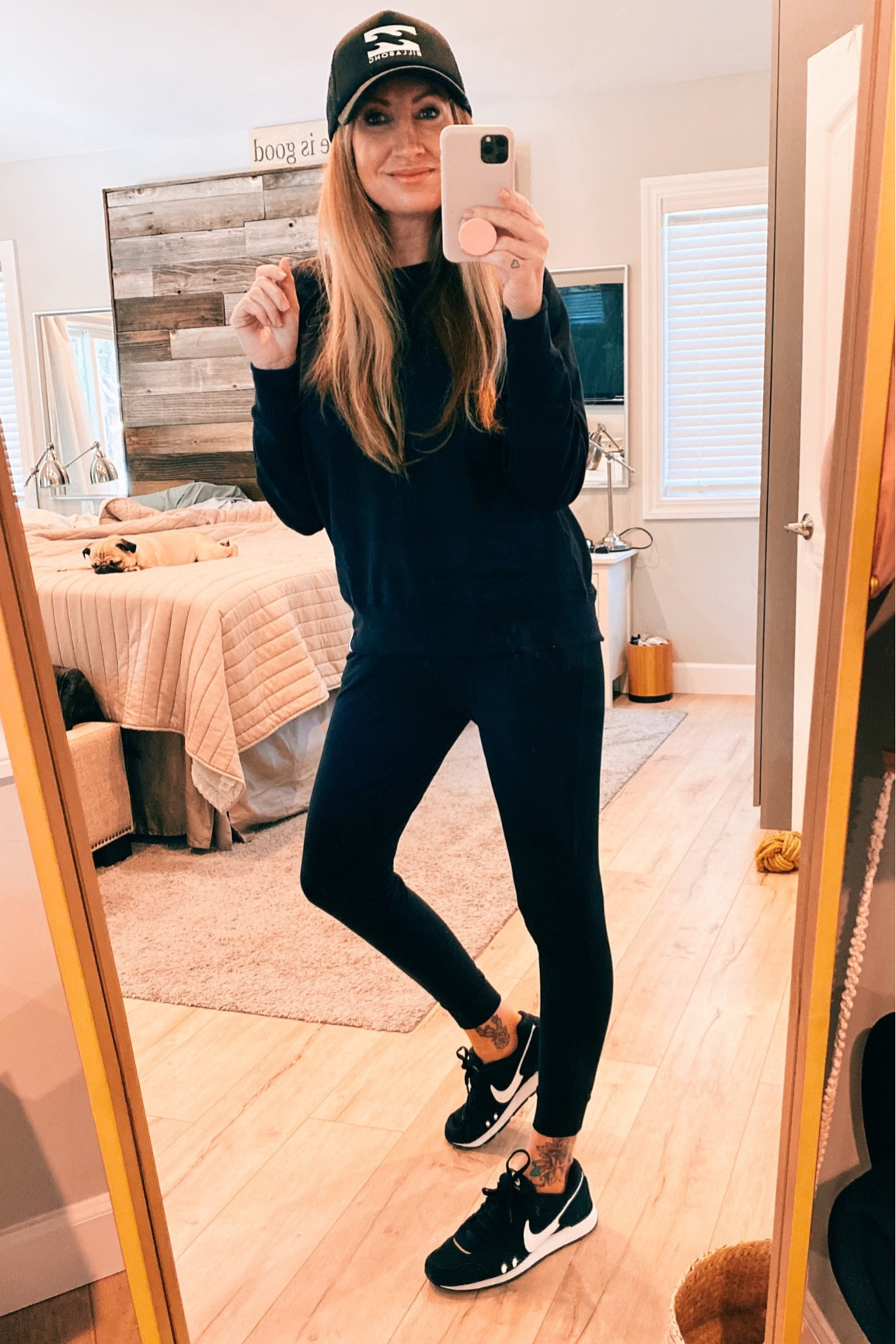 Athleisure wear | workout wear | soft joggers, wearing size medium | great deal on Hanes crewneck sweatshirt, wearing size large | Nike shoes | billabong hat | 

#LTKfit #LTKunder50 #LTKFind