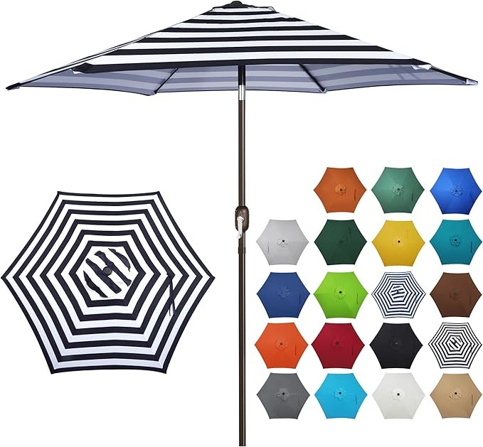 Blissun 7.5 ft Patio Umbrella, Yard Umbrella, Outdoor Market Umbrella with Push Button Tilt Crank... | Amazon (US)
