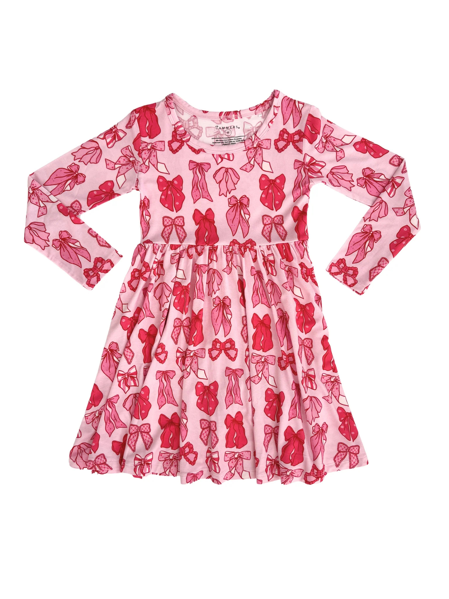 Valentine's Bow Long Sleeve Twirl Dress | In My Jammers