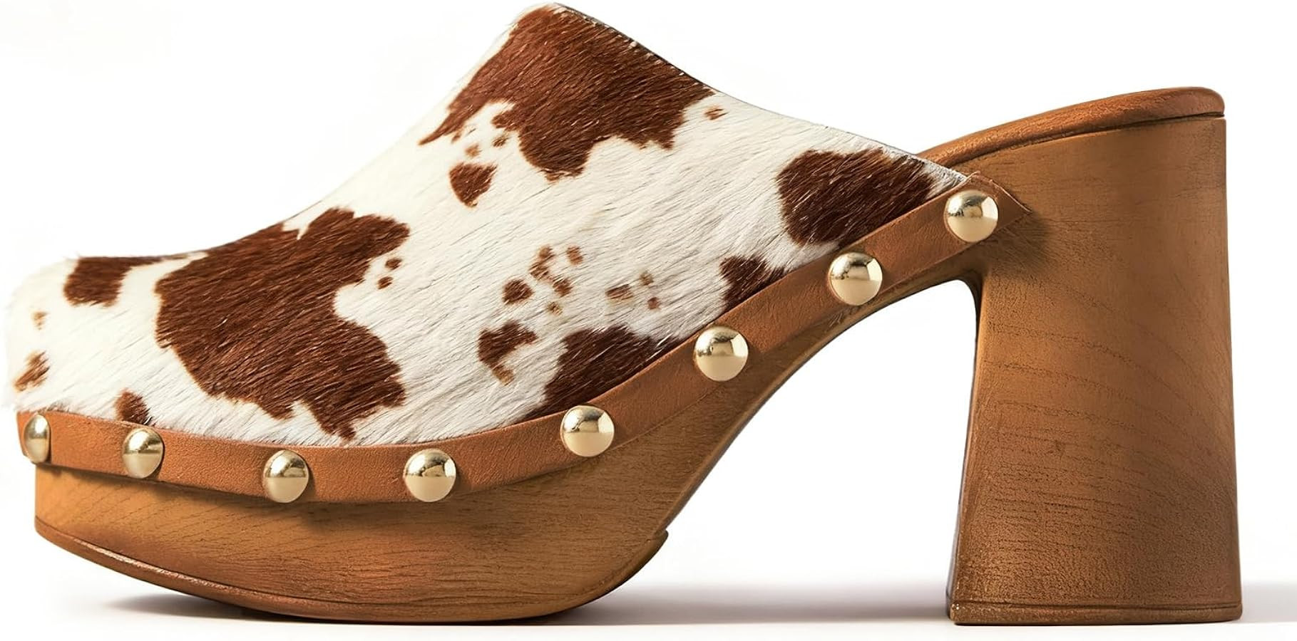 KISSASA Women Platform Clogs Mules High Heel Cork Slip On Studded Round Closed Toe Sandals Party ... | Amazon (US)