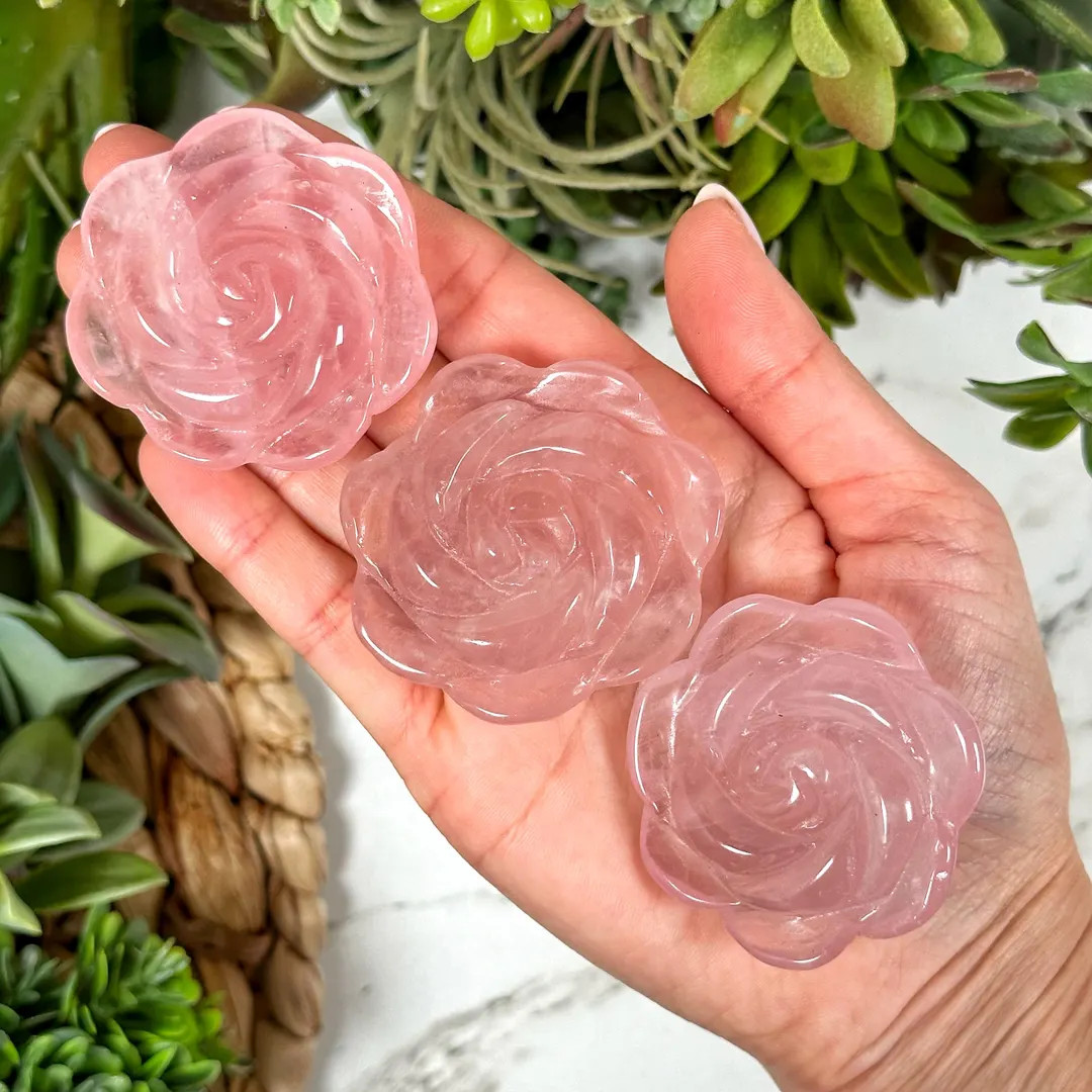 Rose Quartz Rose Flower Heart Chakra No. 921 - Etsy | Etsy (US)