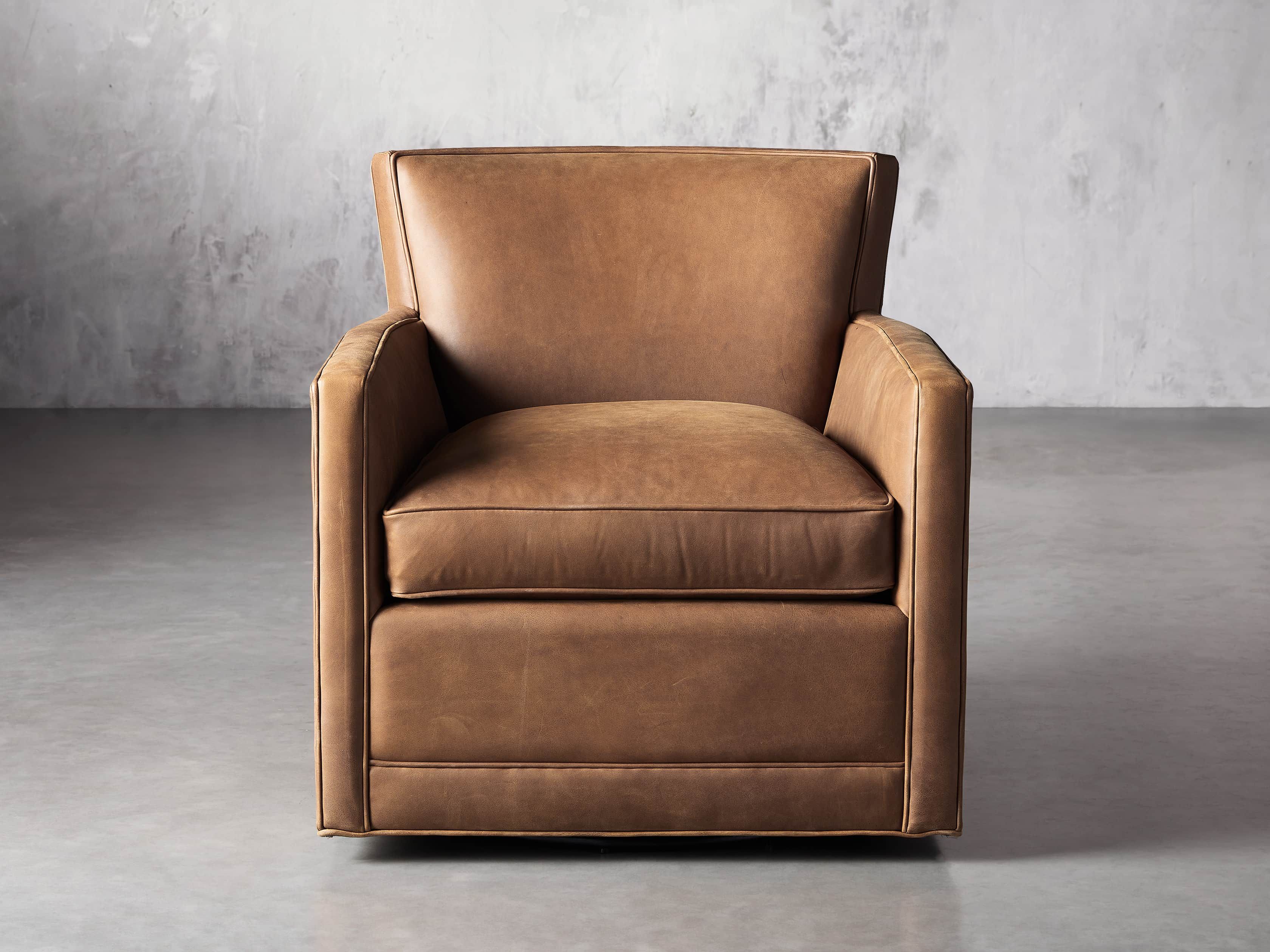 Rudy Leather Swivel Chair | Arhaus