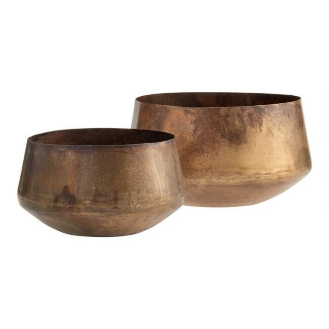 Wide Aged Brass Patina Planter | World Market