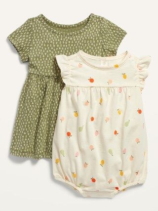 Short-Sleeve Jersey Dress and Romper Set for Baby | Old Navy (US)