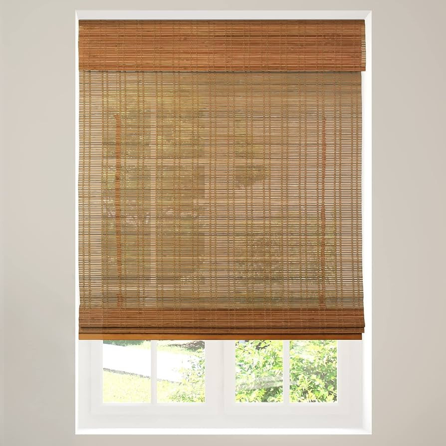 Calyx Cordless Bamboo Roman Shade Blind, Light Filtering, 22.5" W x 48" H, Ceylon Light Russet | Amazon (US)