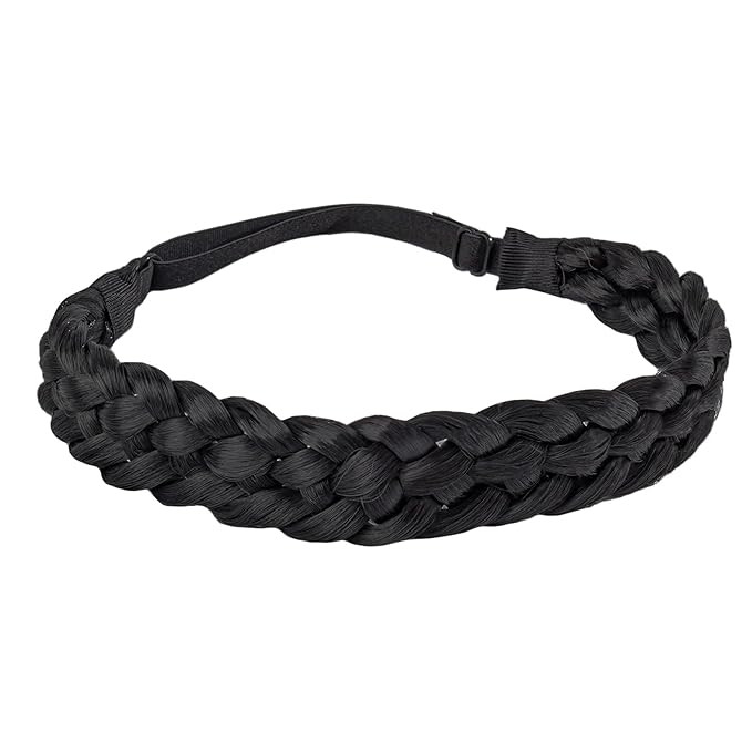 Fumwase 5 Strands Synthetic Hair Braided Headbands Stretch Elastic Classic Chunky Wide Plaited Ha... | Amazon (US)