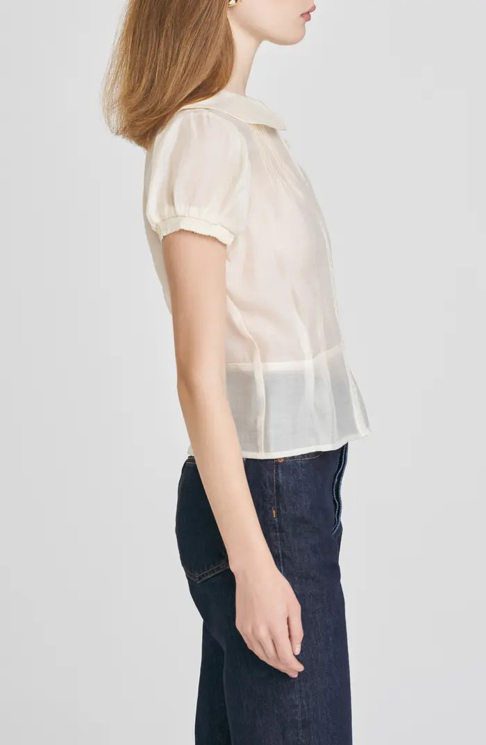 WAYF Kit Puff Sleeve Semisheer Peplum Top | Nordstrom | Nordstrom