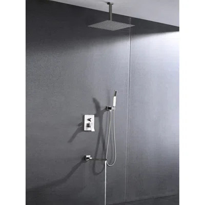 Brushed Nickel Ceiling Mounted Shower - 16" Head And Handheld Natural Rainfall Experience Duplication Self-cleaning Nozzle Corresponding To American S | Wayfair North America