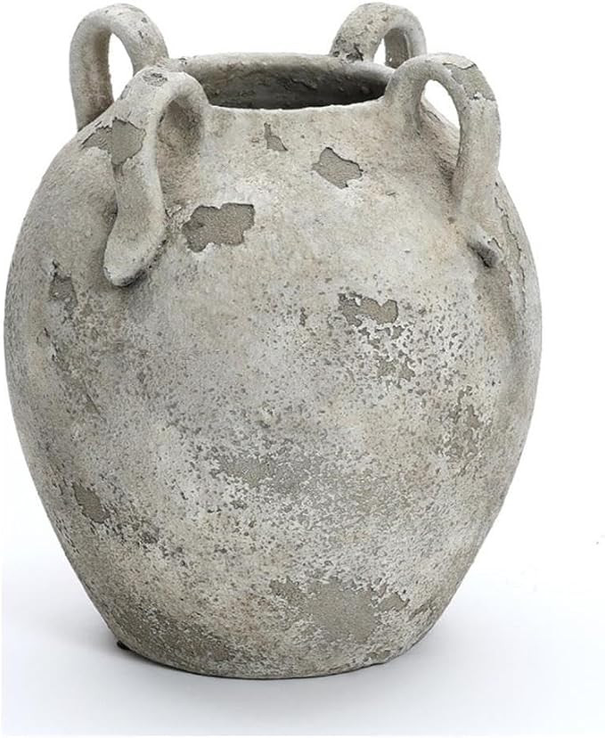 LuxenHome Rustic Ceramic Vase,11'' Gray and White Round Vase,Terracotta Large Flower Vases with H... | Amazon (US)