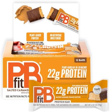 PBfit Salted Caramel Peanut Butter Protein Bars, 22g Protein, Gluten Free, Vegan, Plant-Based 40-... | Amazon (US)