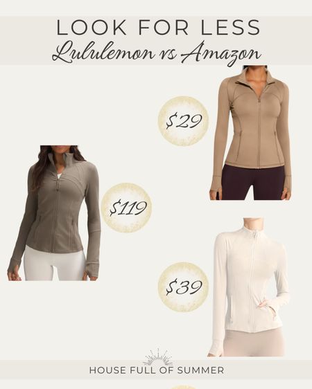 Look for less 
Lululemon dupe Amazon find 
Athleisure zip up jacket 

#LTKfitness #LTKsalealert #LTKstyletip
