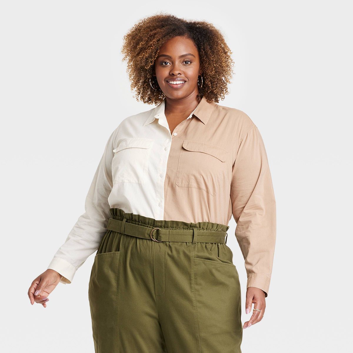 Women's Long Sleeve Utility Button-Down Shirt - Ava & Viv™ | Target