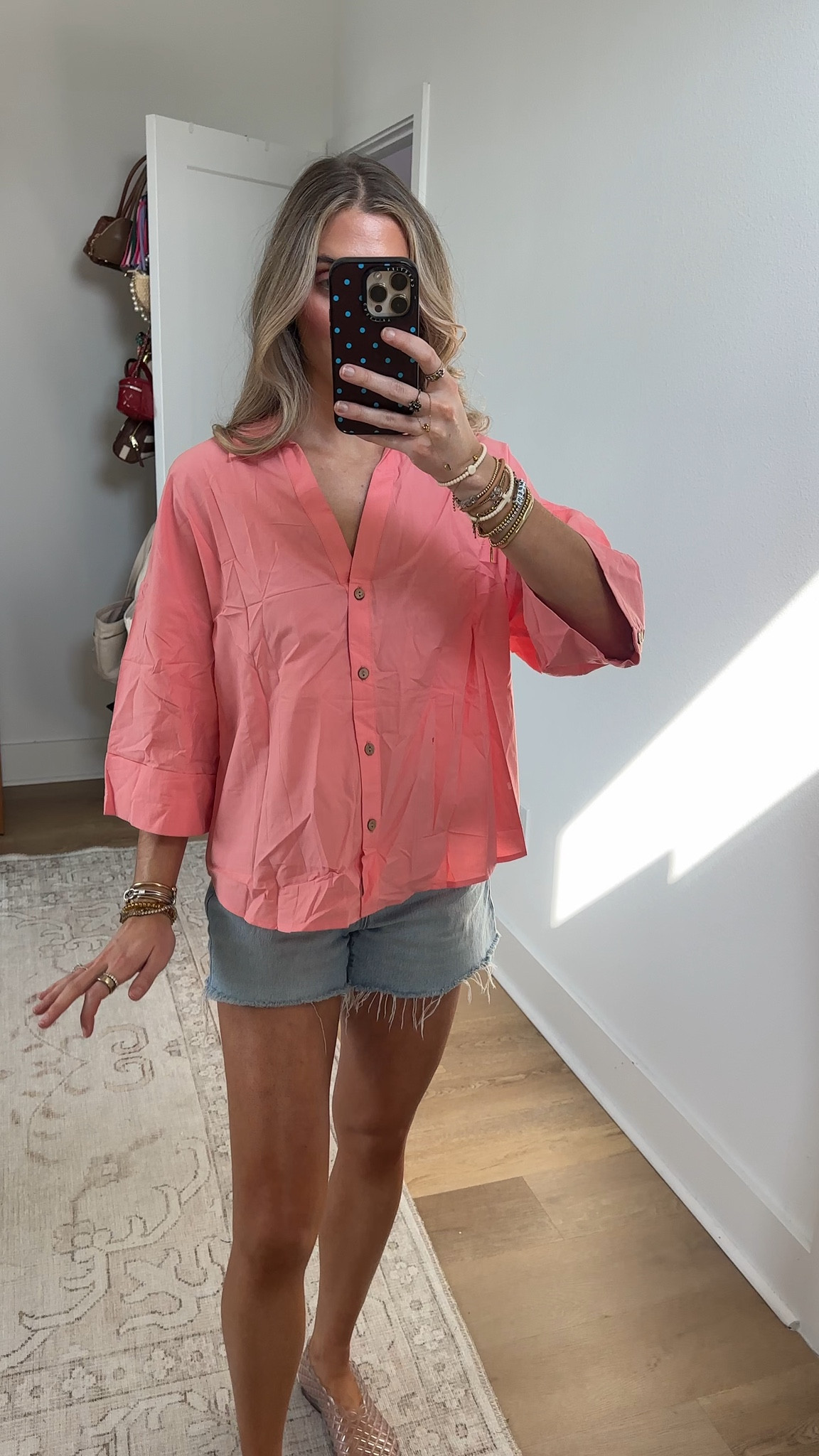 Amazon size small Watashi Women Button Down Shirt Casual Loose Fit Wide 3/4 Sleeve Poplin Shirts Collared Office Work Blouses Tops

#LTKootd #LTKSwim #LTKSaleAlert