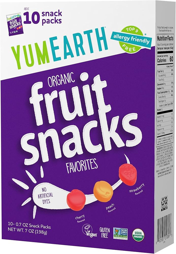 YumEarth Organic Fruit Snacks Box, 0.7 Ounce (Pack of 10) | Amazon (US)
