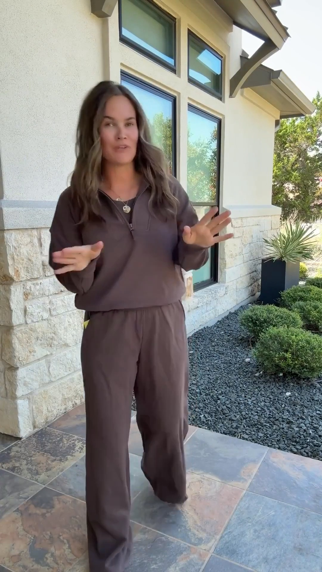 Target has me questioning why I’d spend more on athleisure! 🤎 This chocolate brown matching set is SO good. The half zip and wide leg pants are the perfect combo for looking put together while staying comfy!

Target matching set, chocolate brown outfit, Target activewear, wide leg pants, half zip pullover, brown athleisure, comfy fall outfit, fall lounge set, Target fashion, casual fall style, Target fall finds, JulieFranks