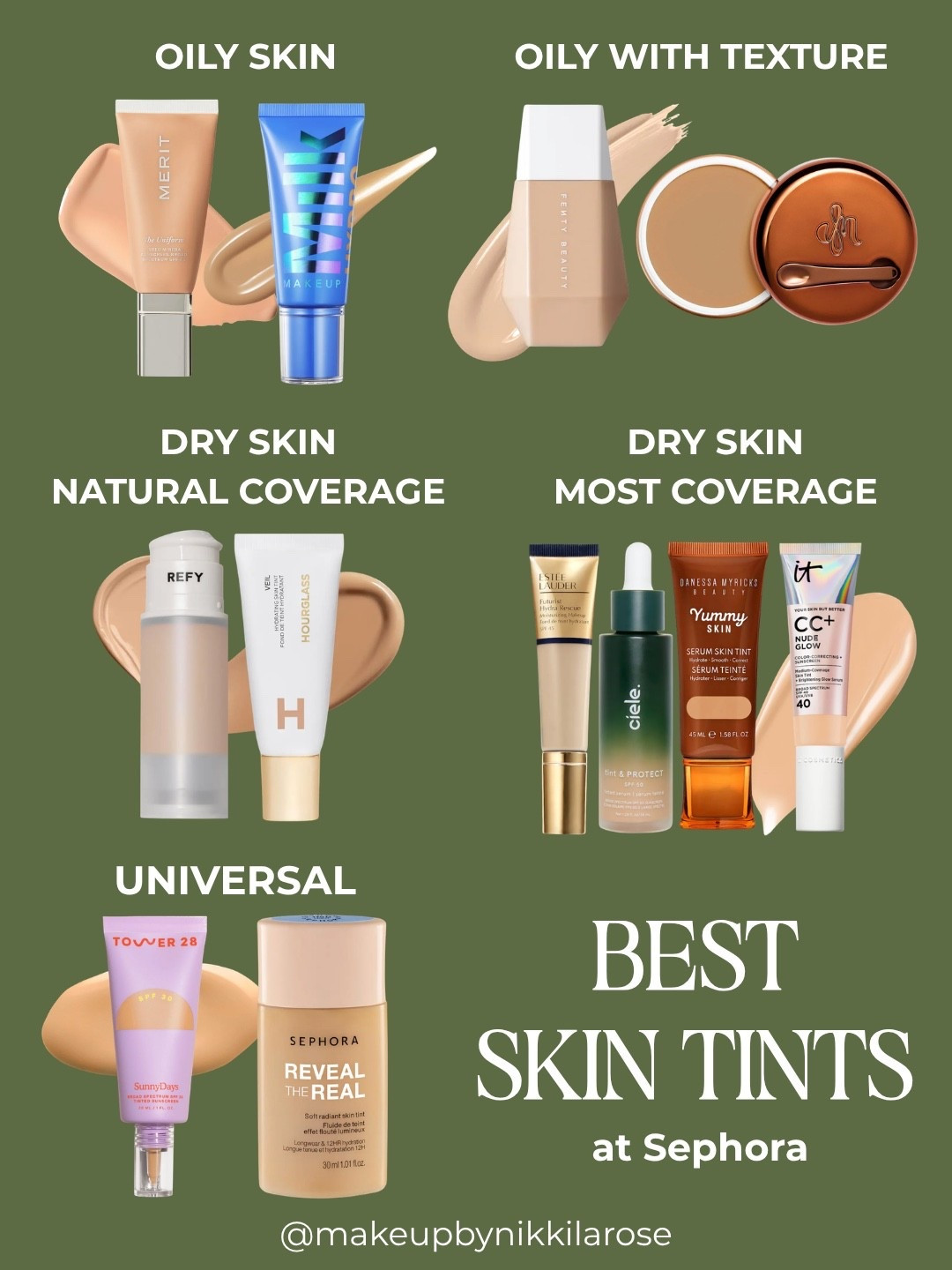 I tested EVERY skin tint @sephora these are my top picks! #sephora #sephorapartner #skintints #sephorahaul
