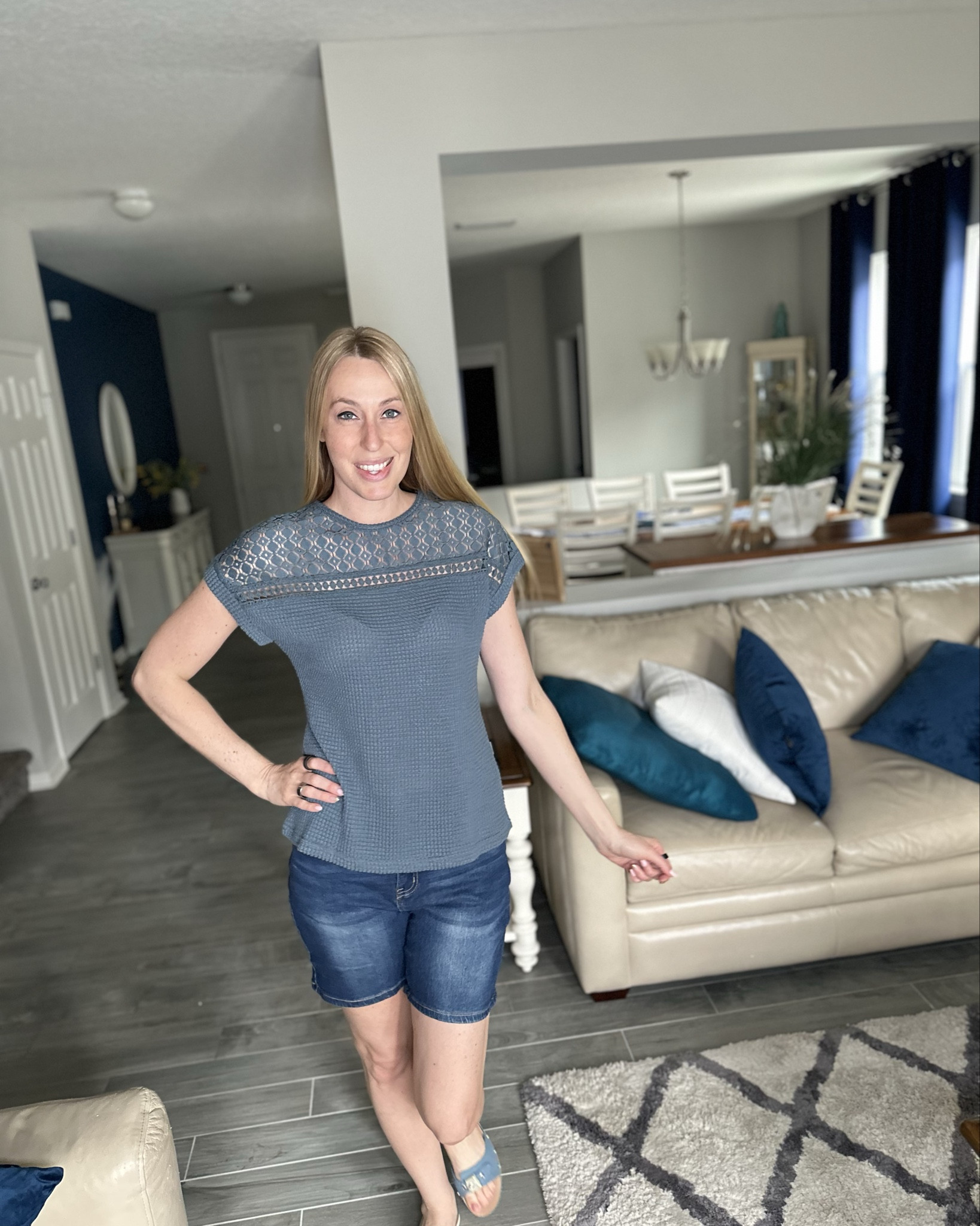 Loose fit waffle knit blouse and long denim shorts
💙 this top so beautiful and fits loosely
💙 these shorts are stretchy and comfortable
💙wearing small in it, they both fit true size and I am 5’10”


#LTKWatchNow #LTKFindsUnder50 #LTKStyleTip
