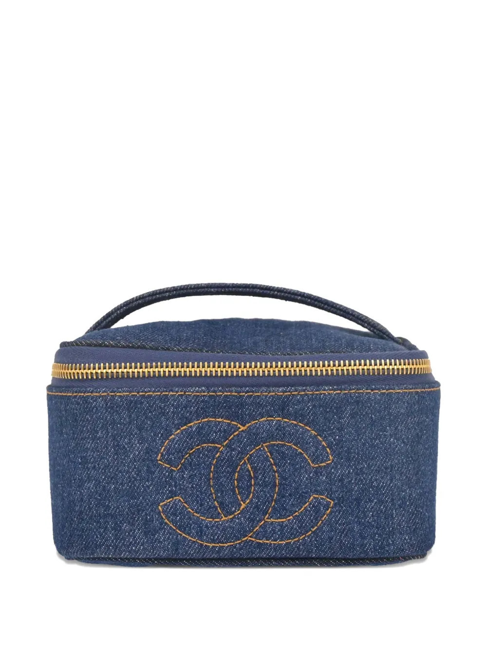 CHANEL Pre-Owned 1997 Vanity denim top-handle handbag - Blue | Farfetch Global