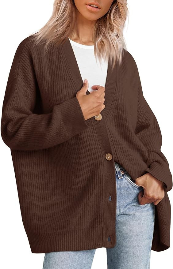 LILLUSORY Women's Cardigan 2023 Open Front Oversized Button Lightweight Sweaters V Neck Loose Car... | Amazon (US)