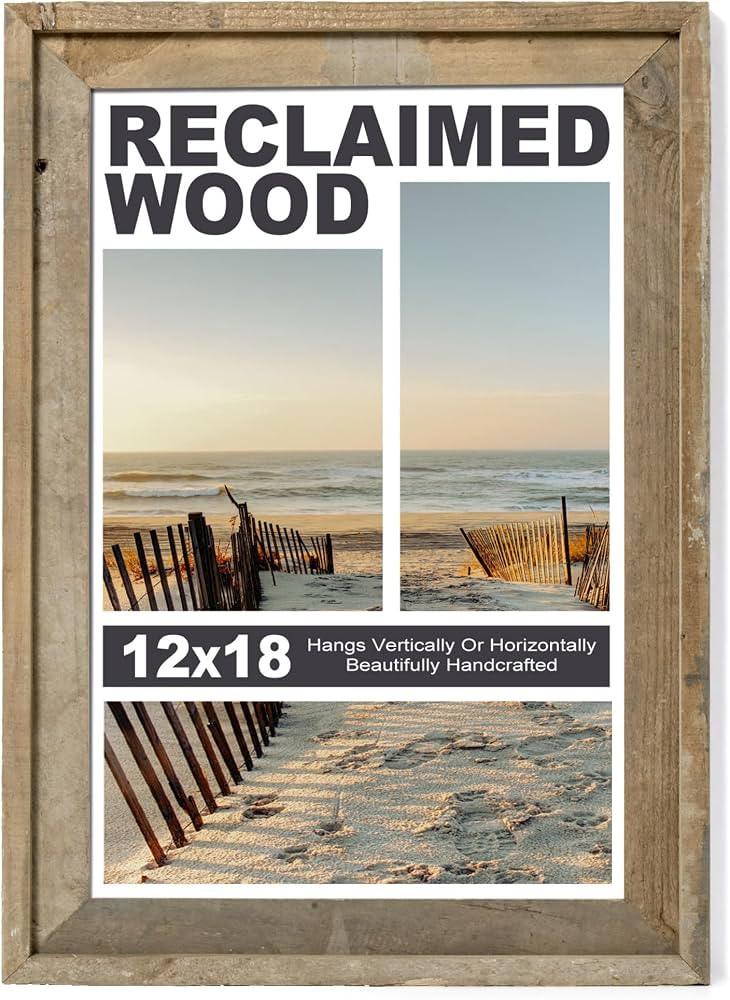 FLYJOE Rustic 12x18 Picture Frame, Reclaimed Barnwood Photo Frame with HD Tempered Glass, Distres... | Amazon (US)
