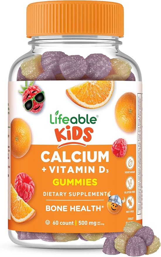 Lifeable Kids Calcium Gummies with Vitamin D3 | 500 mg Calcium with Vitamin D3 1000 IU | Great Ta... | Amazon (US)